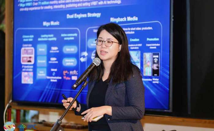 咪咕公司市场部国际业务单元负责人王珊珊致辞